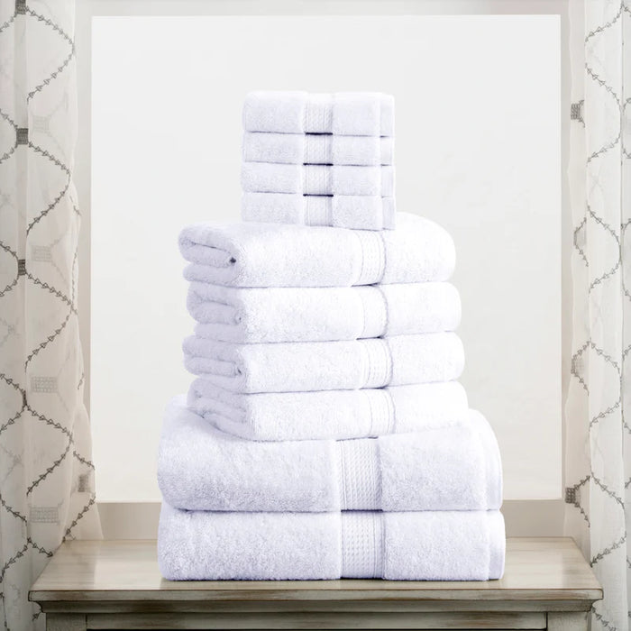 Egyptian Cotton Pile Solid 10-Piece Towel Set - White