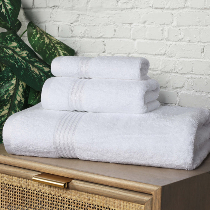 Egyptian Cotton Solid 3 piece Towel Set - White