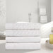 Turkish Cotton Jacquard Herringbone and Solid 4 Piece Bath Towel Set - White