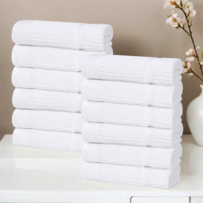 Milo Smart Twist Cotton Solid Face Towels Washcloths, Set of 12