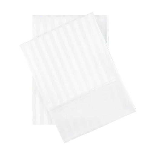 Egyptian Cotton 600 Thread Count 2 Piece Striped Pillowcase Set - White