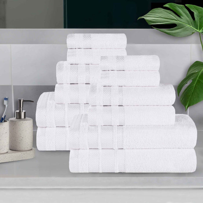 Hays Cotton Medium Weight 12 Piece Bathroom Towel Set - White