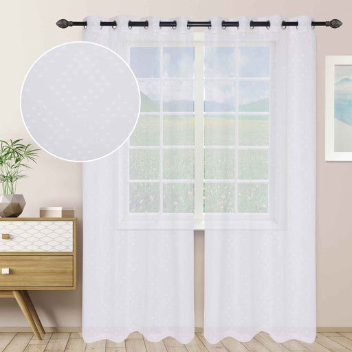 Poppy Sheer Panel Grommet Curtain Panel Set - White