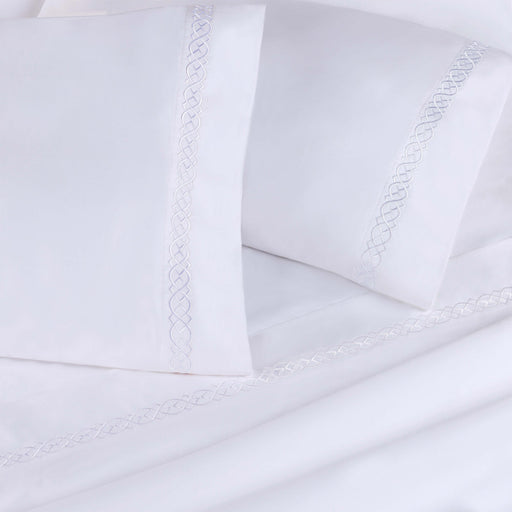 Egyptian Cotton 1000 Thread Count Embroidered Pillowcases (Set of 2) - White