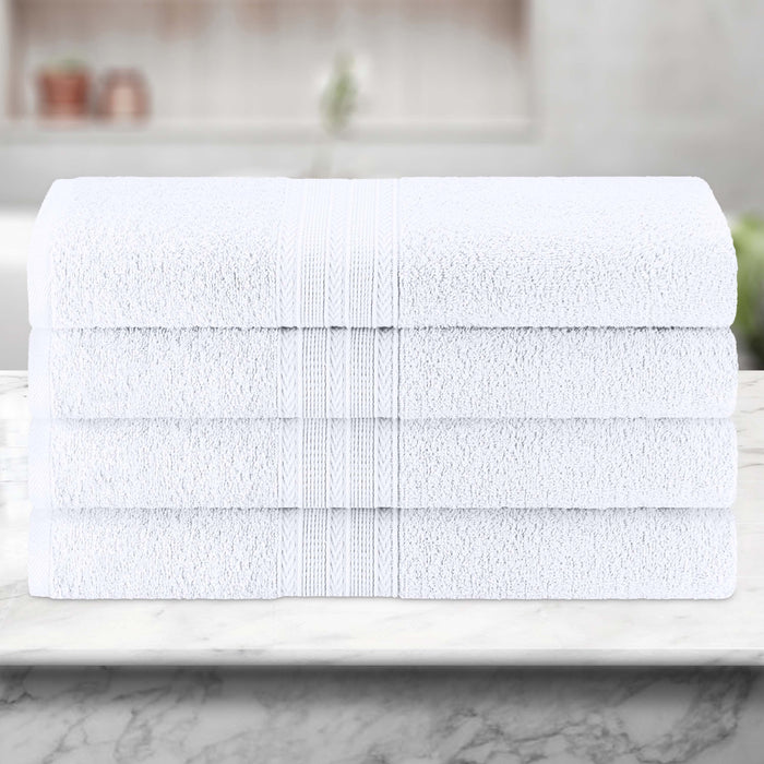Cotton Eco-Friendly 4 Piece Solid Bath Towel Set - White