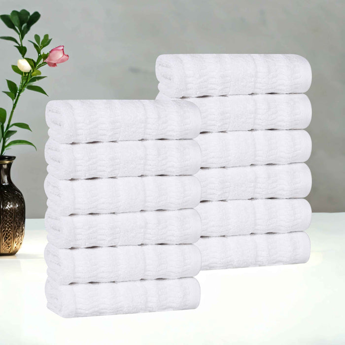 Mika Smart Twist Cotton Solid Face Towels Washcloths, Set of 12