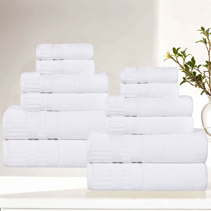 Venice Zero Twist Cotton Medium Weight Absorbent 12 Piece Towel Set