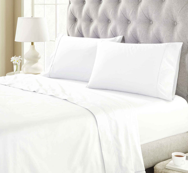 Gina Organic Cotton 300 Thread Count Percale Deep Pocket Bed Sheet Set - White