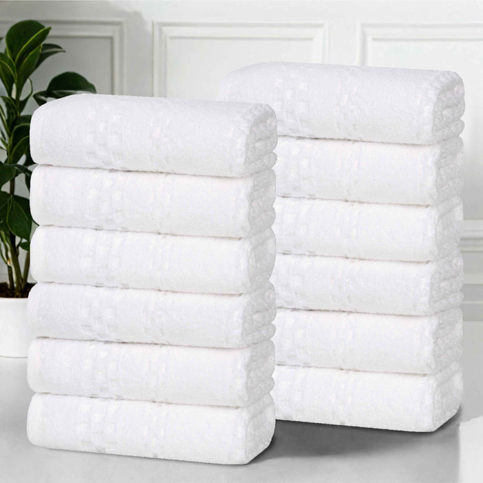 Playa Zero Twist Cotton Solid Waffle Textured Face Towels, Set of 12