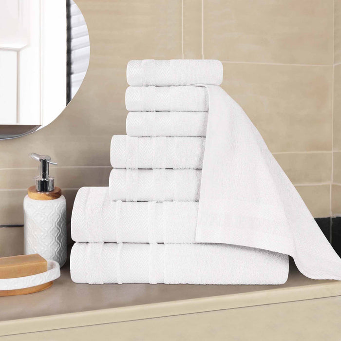 Hays Cotton Medium Weight 8 Piece Bathroom Towel Set - White