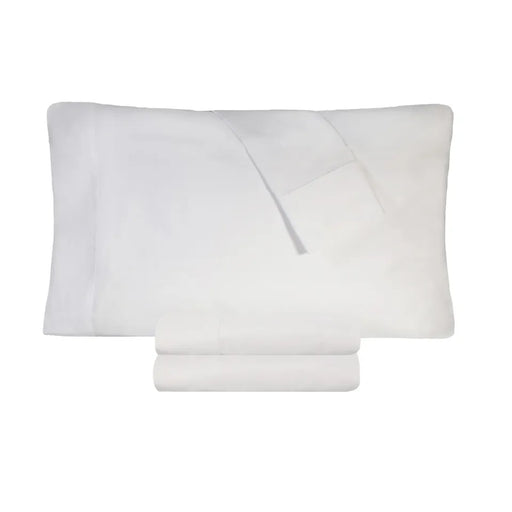 300 Thread Count Cotton Percale Solid Pillowcase Set  - White