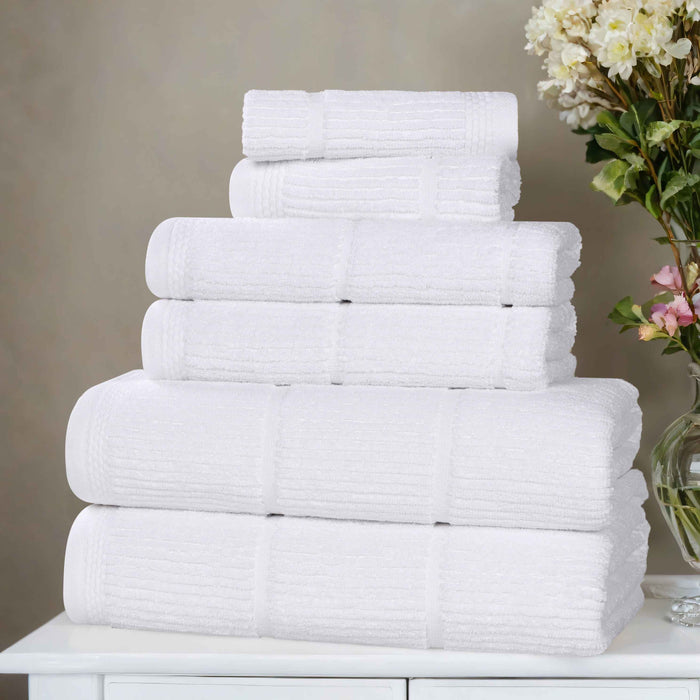 Milo Smart Twist Cotton Solid Ribbed Design 6 Piece Towel Set