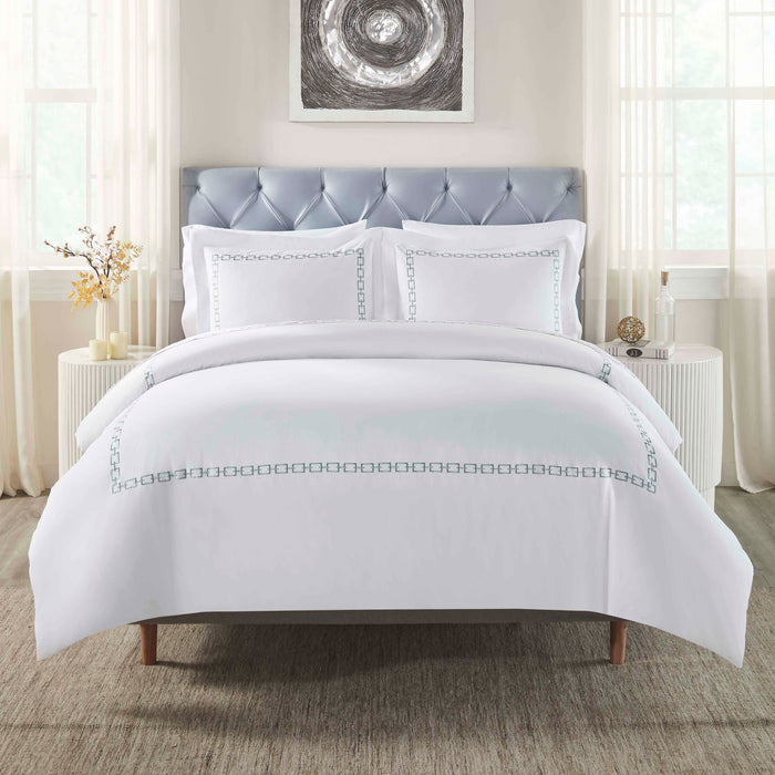 Chain Links Cotton Embroidered 3-Piece Duvet Cover Set