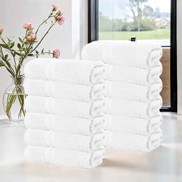 Smart Dry Zero Twist Cotton Solid Washcloth Face Towels, Set of 12