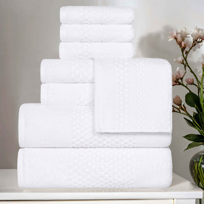 Playa Zero Twist Cotton Solid Waffle Textured 8 Piece Towel Set