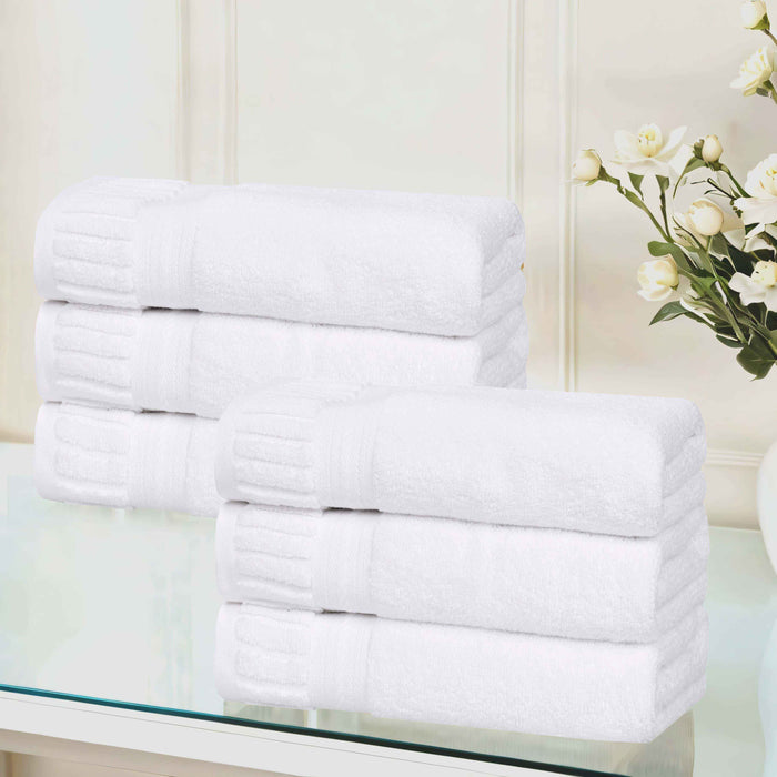 Venice Zero Twist Cotton Medium Weight Absorbent Hand Towels, Set of 6