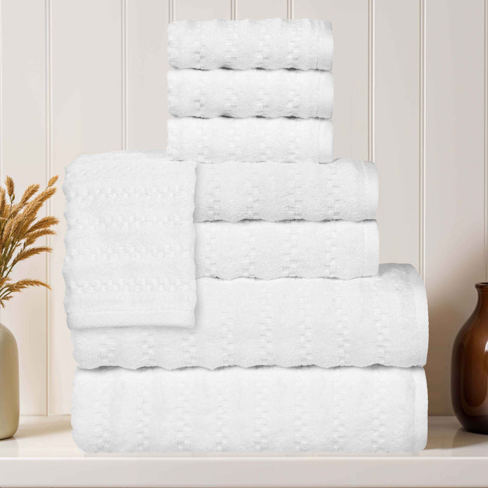 Zuma Zero Twist Cotton Medium Weight Soft Absorbent 8 Piece Towel Set