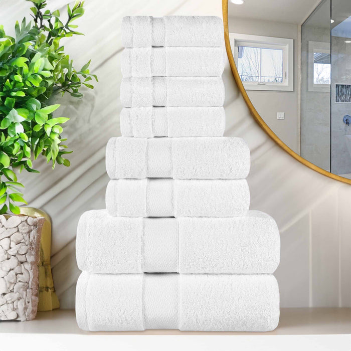 Niles Egypt Produced Giza Cotton Dobby Absorbent 8 Piece Towel Set