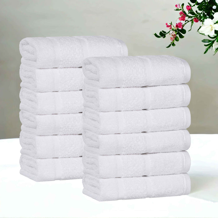 Mile Smart Twist Cotton Medium Weight Solid Face Towels, Set of 12