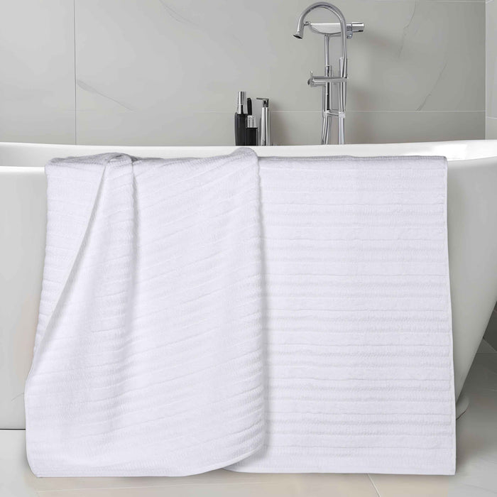 Mika Smart Twist Cotton Solid Vertical Ribbed Bath Sheets, Set of 2