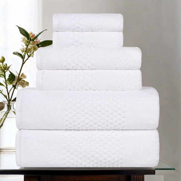 Playa Zero Twist Cotton Solid Waffle Textured 6 Piece Towel Set