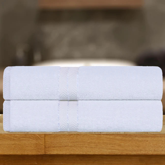 Turkish Cotton Ultra-Plush Solid 2-Piece Highly Absorbent Bath Sheet Set - White