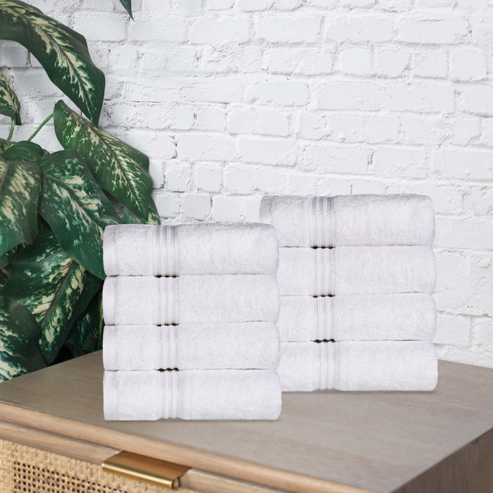 Egyptian Cotton 8 Piece Solid Hand Towel Set - White