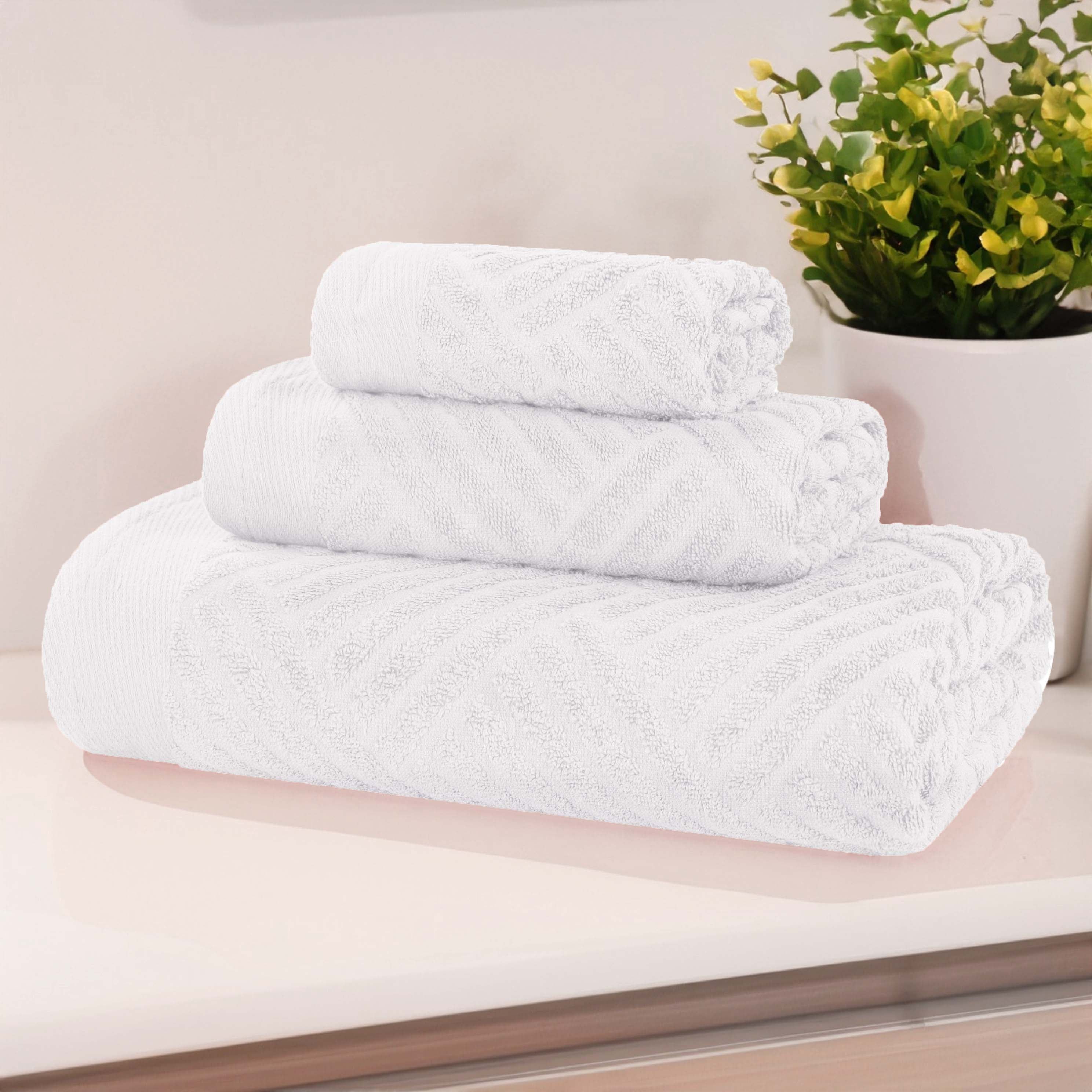 Basketweave Egyptian Cotton Jacquard 3 Piece Assorted Towel Set - Blue Nile Mills