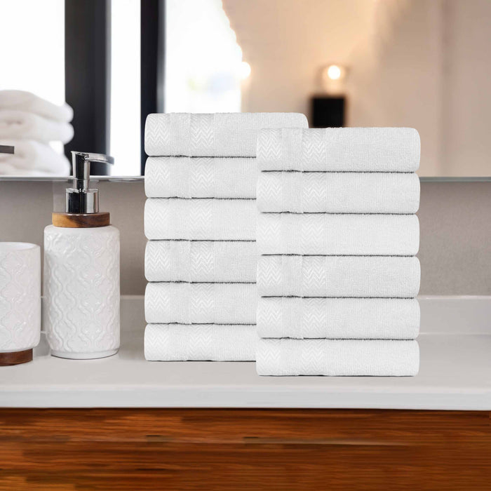 Hays Cotton Medium Weight Face Towel Washcloth Set of 12 - White