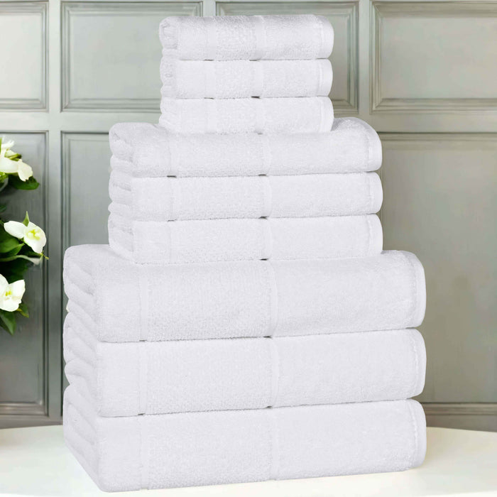 Mile Smart Twist Cotton Solid Broad Border 9 Piece Towel Set