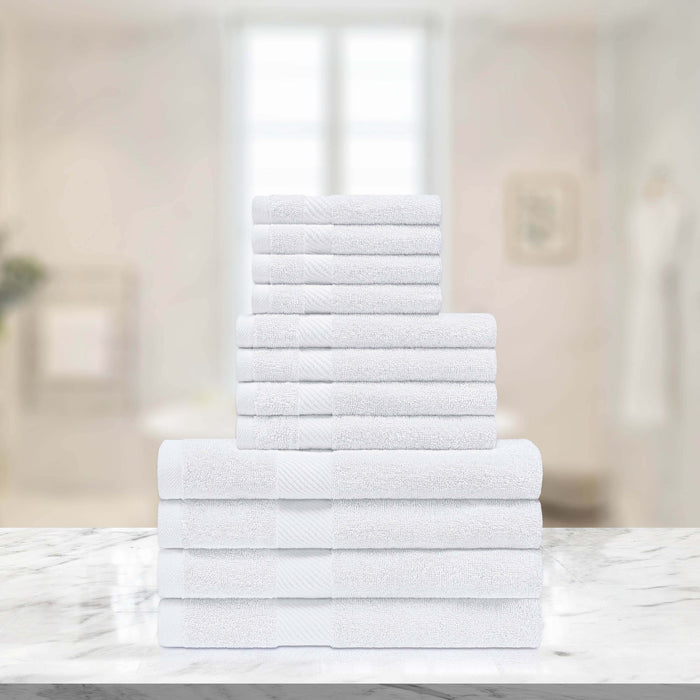 Kendell Egyptian Cotton 12 Piece Solid Towel Set - White