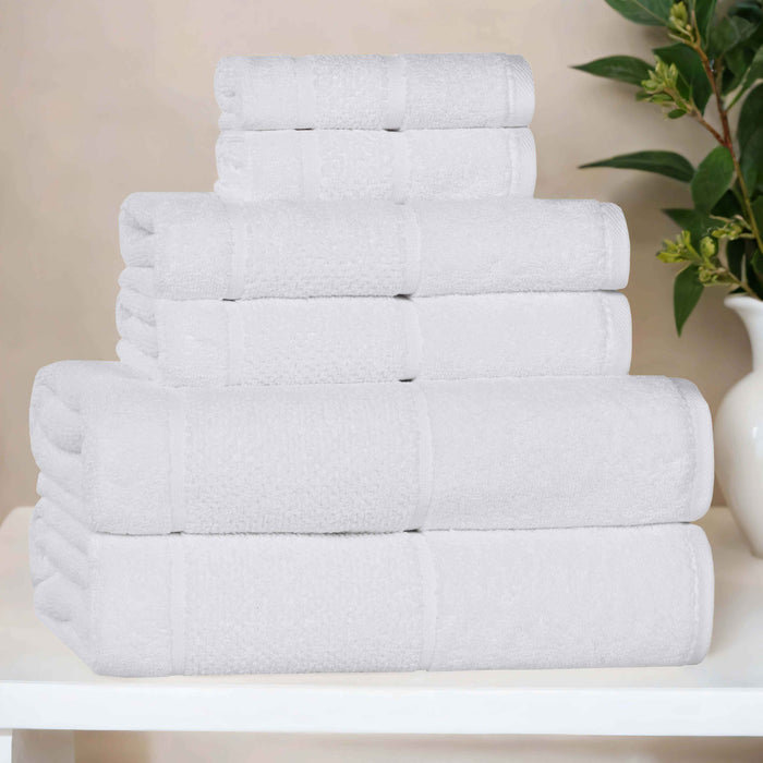 Mile Smart Twist Cotton Solid Broad Border 6 Piece Towel Set