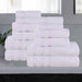 Zero Twist Cotton Ribbed Geometric Border Plush 12-Piece Towel Set - White