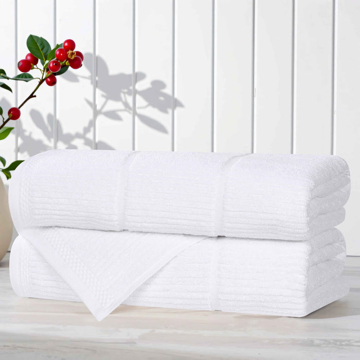 Milo Smart Twist Cotton Solid Ribbed Design Bath Towels, Set of 2