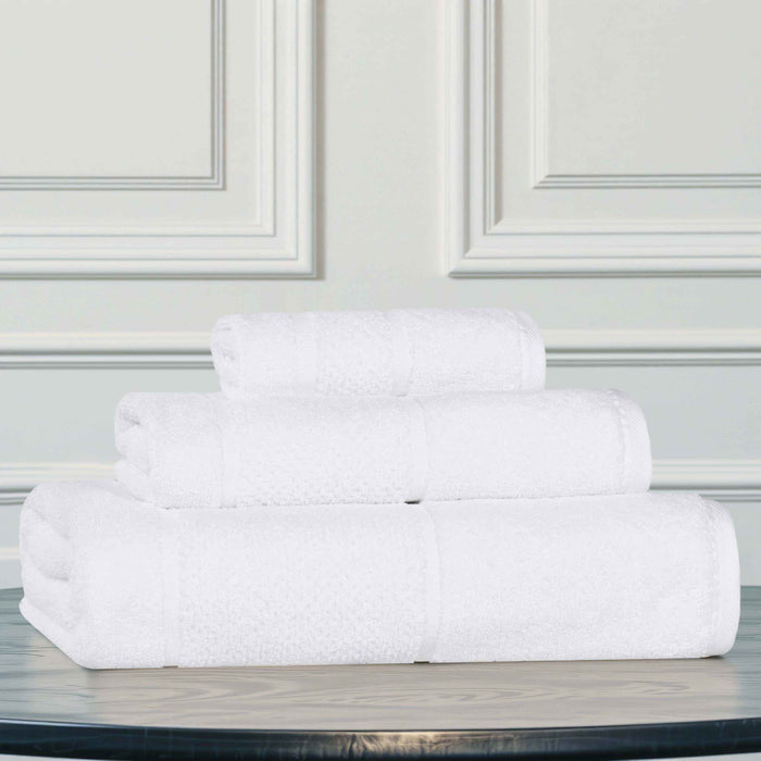 Mile Smart Twist Cotton Solid Broad Border 3 Piece Towel Set