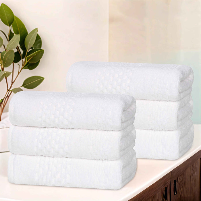 Playa Zero Twist Cotton Solid Waffle Textured Hand Towels, Set of 6