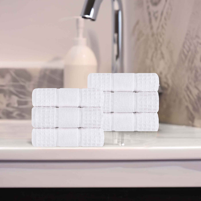 Zero Twist Cotton Waffle Honeycomb Soft Absorbent Hand Towel Set of 6