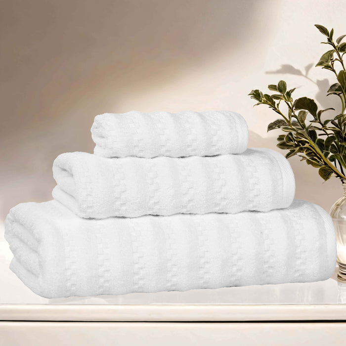 Zuma Zero Twist Cotton Medium Weight Soft Absorbent 3 Piece Towel Set