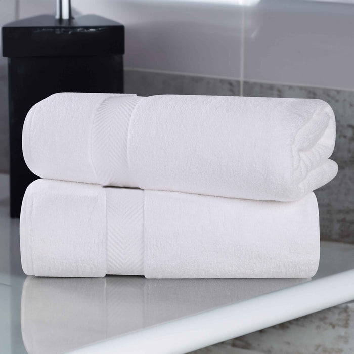 Cotton Zero Twist 2 Piece Bath Sheet Towel Set - White