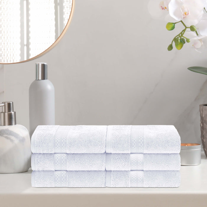 Rayon from Bamboo Blend Solid 6 Piece Hand Towel Set - White