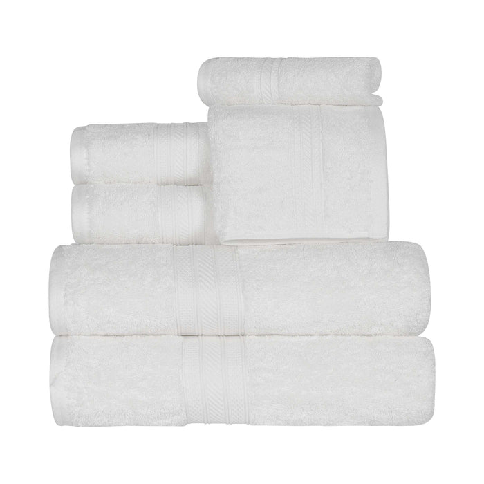 Cotton 6 Piece Eco Friendly Solid Towel Set - White