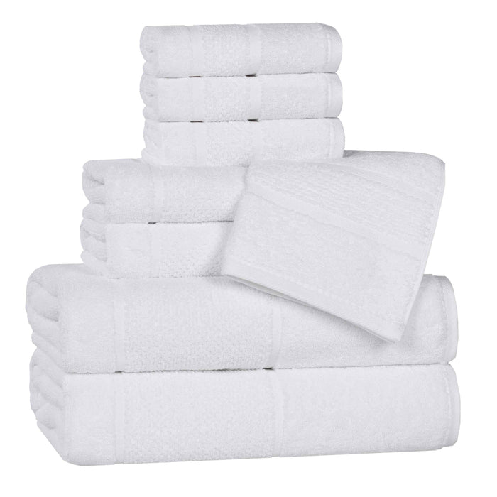 Mile Smart Twist Cotton Solid Broad Border 8 Piece Towel Set