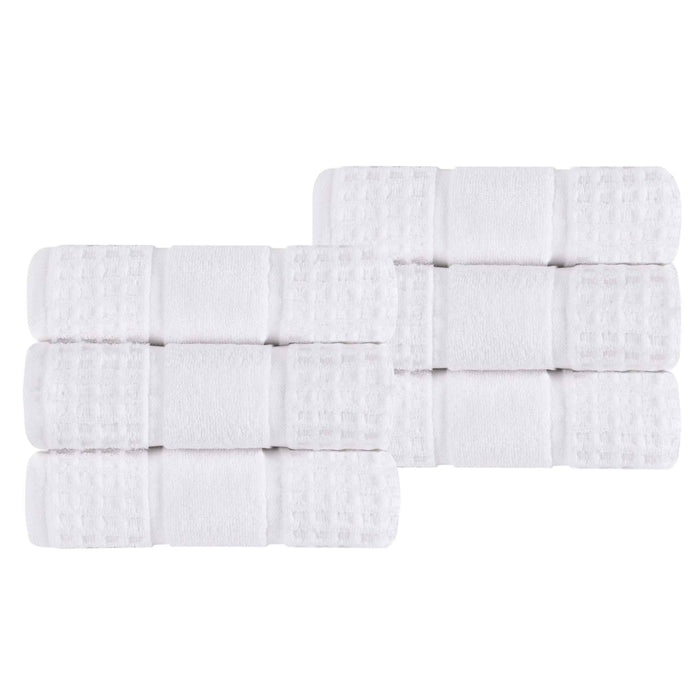 Zero Twist Cotton Waffle Honeycomb Soft Absorbent Hand Towel Set of 6