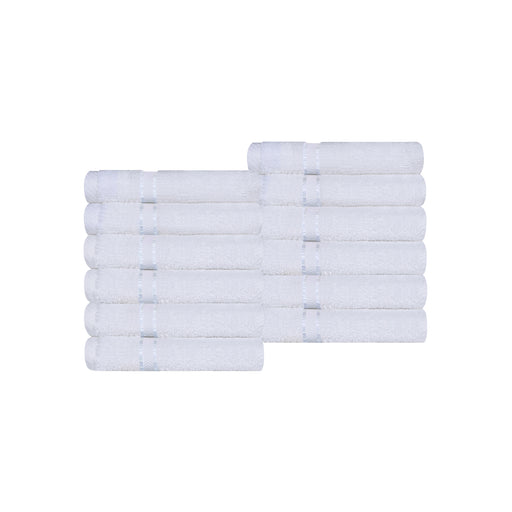 Turkish Cotton Ultra-Plush Absorbent Solid 12-Piece Face Towel Set - White/White