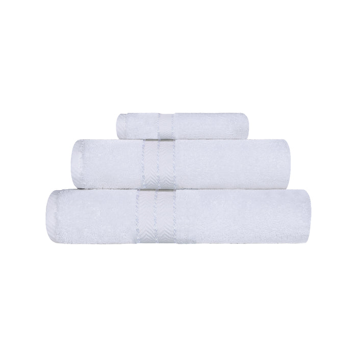 Turkish Cotton Ultra-Plush Solid 3-Piece Highly Absorbent Towel Set - White/White
