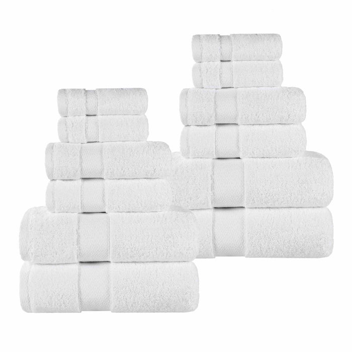 Niles Egypt Produced Giza Cotton Dobby Absorbent 12 Piece Towel Set