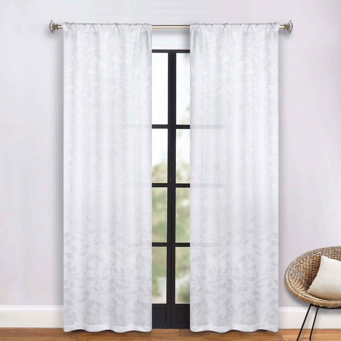 Leaves Rod Pocket Room Darkening Blackout Curtains, Set of 2