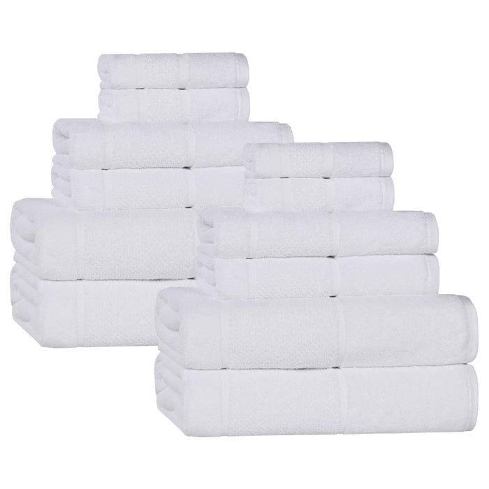 Mile Smart Twist Cotton Solid Broad Border 12 Piece Towel Set