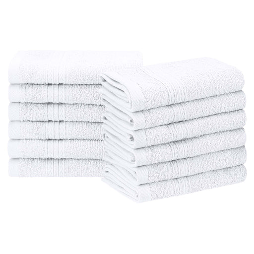 Cotton Eco Friendly 12 Piece Solid Face Towel Set - White