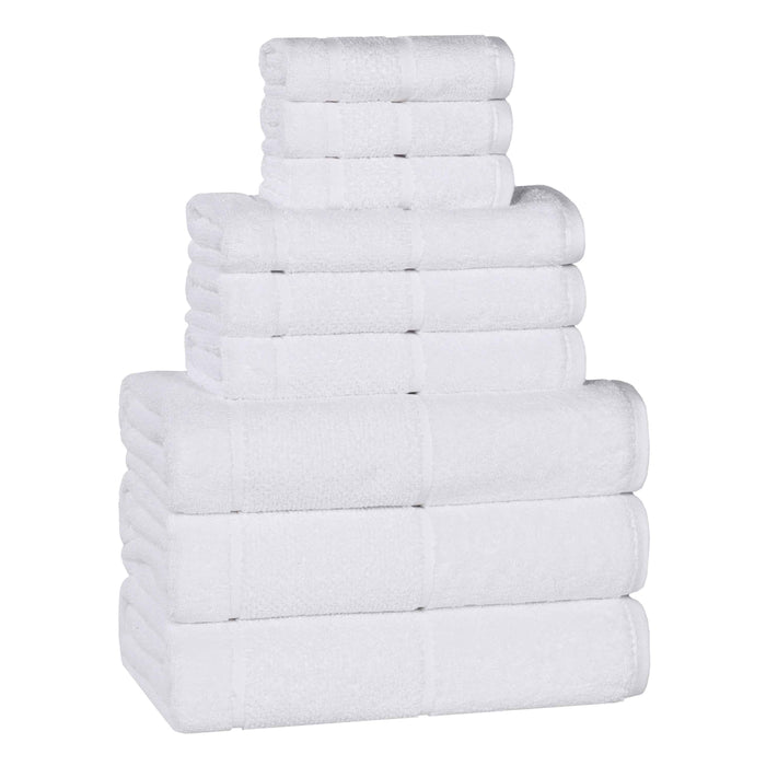 Mile Smart Twist Cotton Solid Broad Border 9 Piece Towel Set